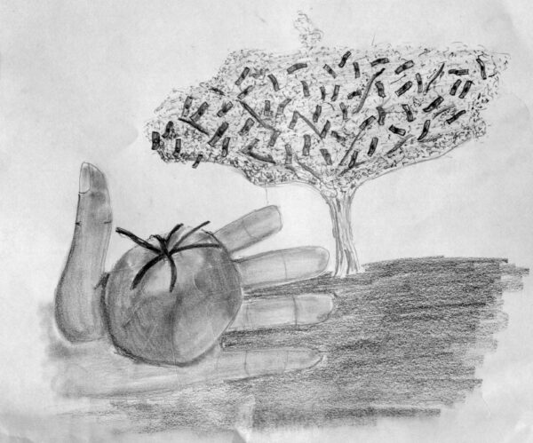 Drawing from Alejandra’s description of the dream of America, by Miguel Escotet.