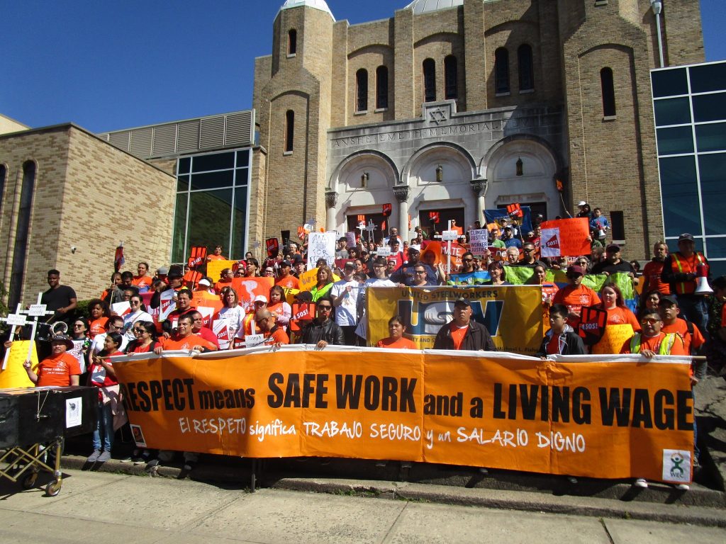 2018: Immigrant workers in New Brunswick, protesting for “safe work and a living wage.”