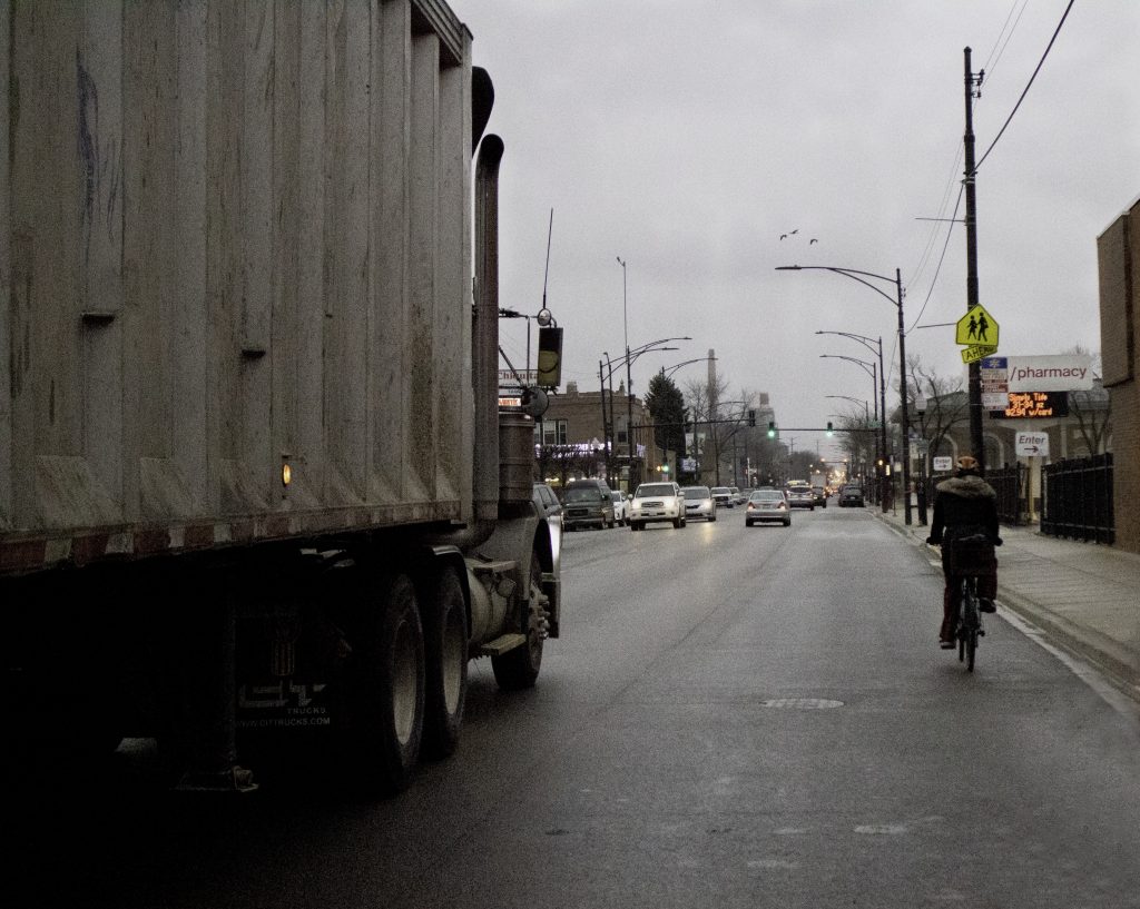 2019: Living in an industrial corridor means sharing the road with trucks every day in La Villita.